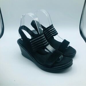 Skechers Cali Arch Fit Rumble‎ Modernistic Wedge Sandals Black NWT Size 7